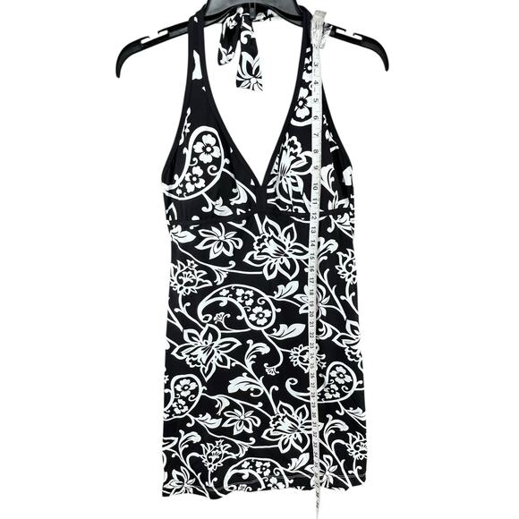 Tommy Bahama Spa Dress Womens M Black White Scroll Halter Cup Cover Up Resort - Picture 10 of 16